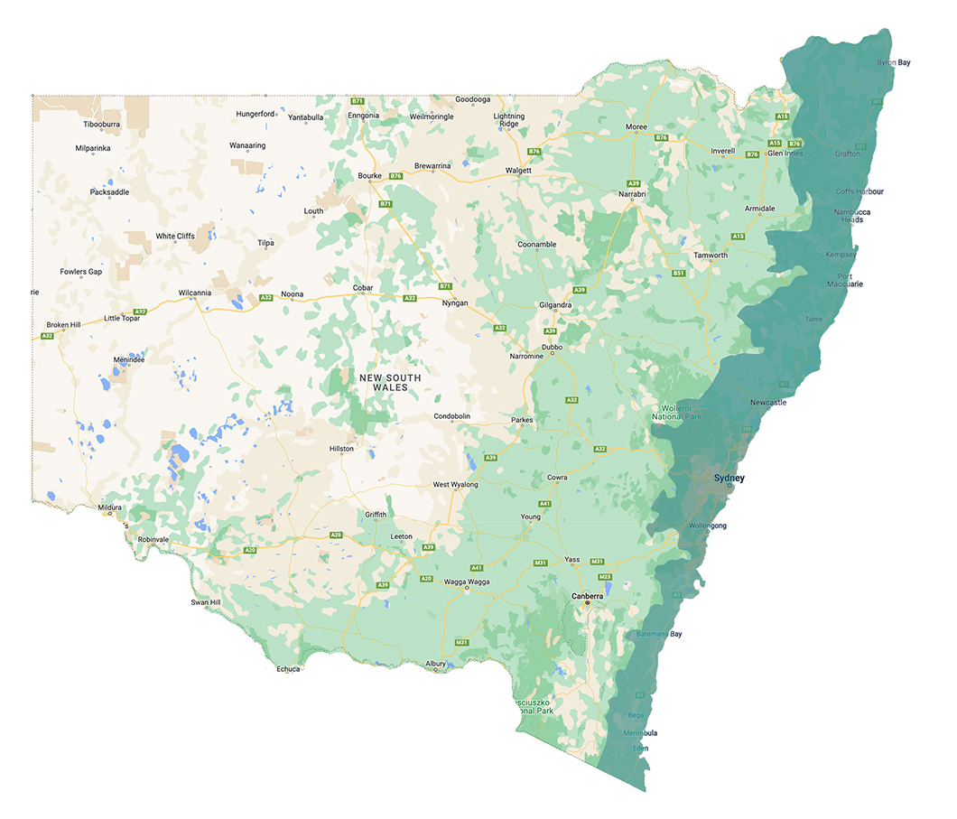 Map of coastal NSW