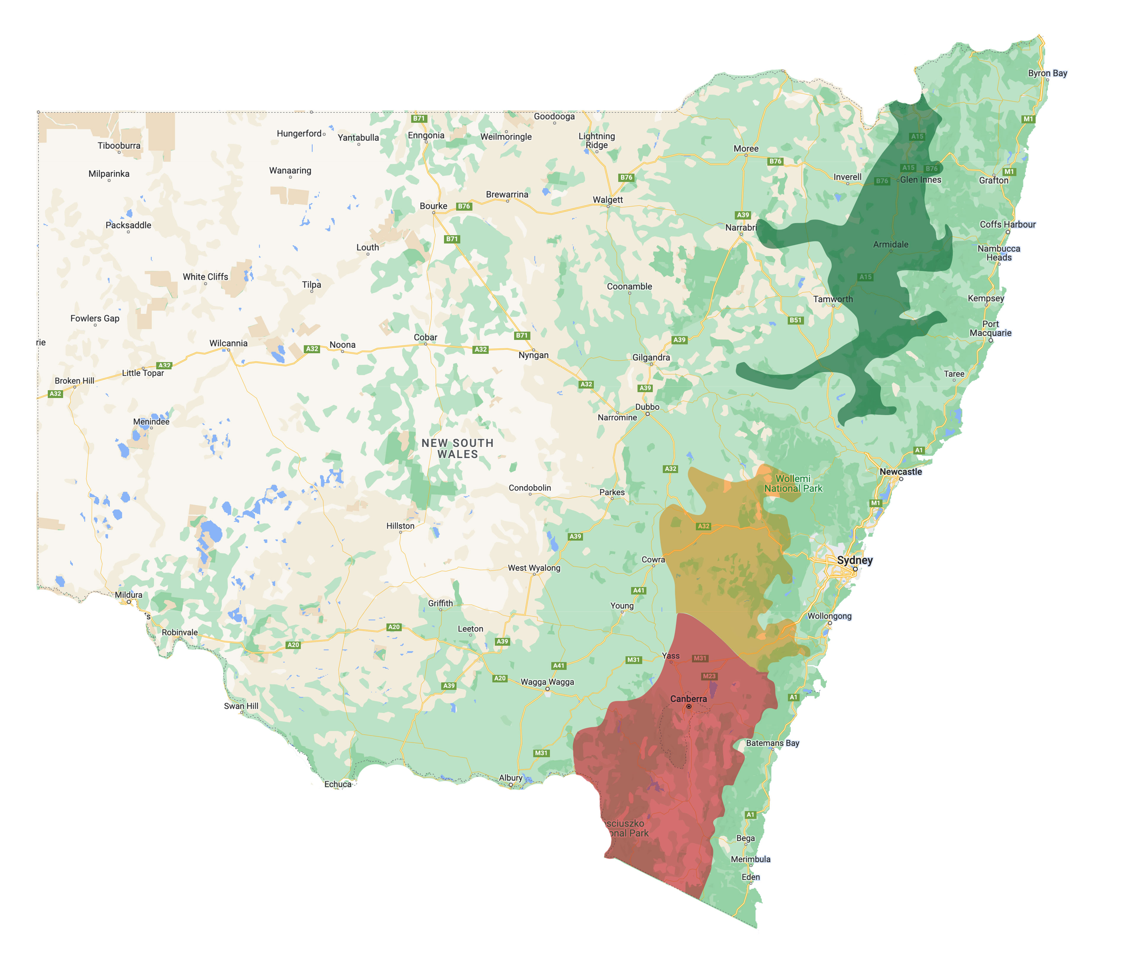 Map of NSW Tablelands