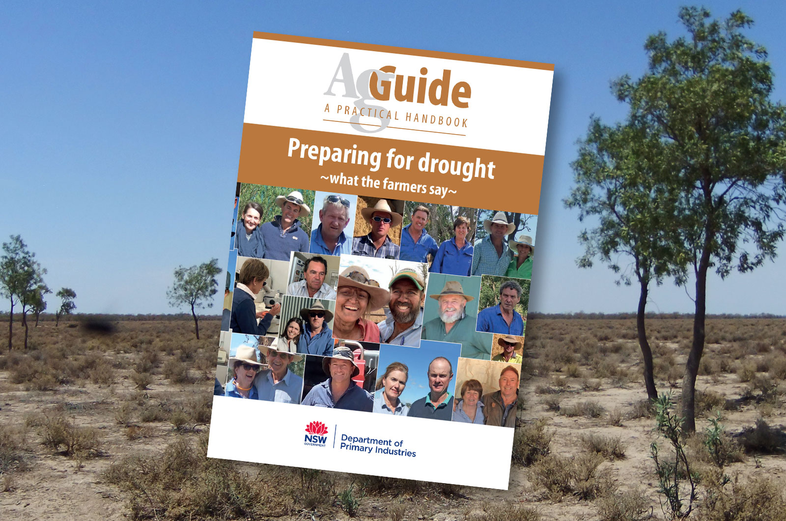 Book cover on drought landscape