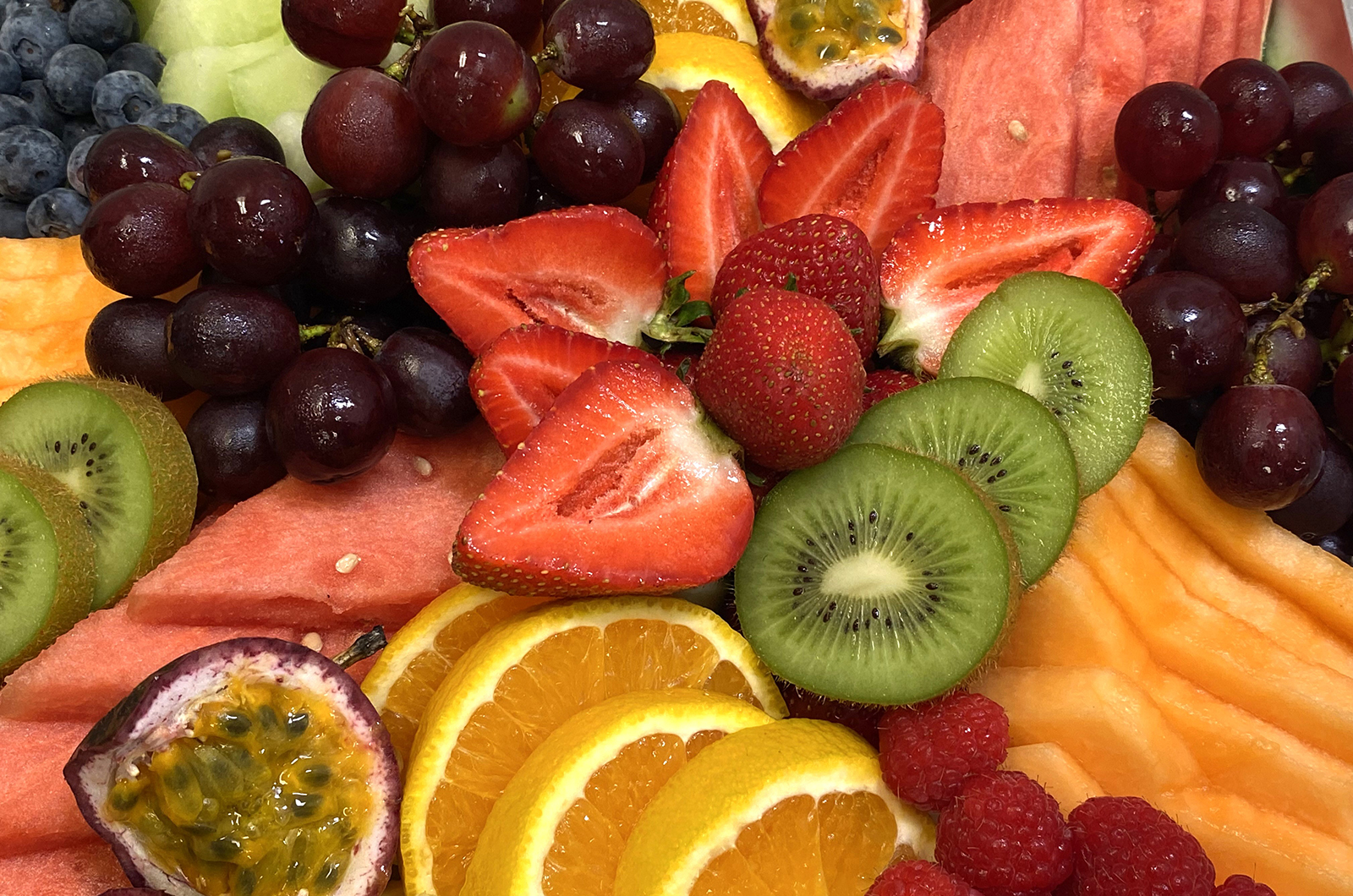 cut fruit on a platter