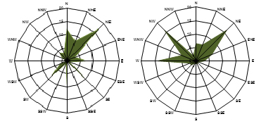 Graph showing average monthly wind speed